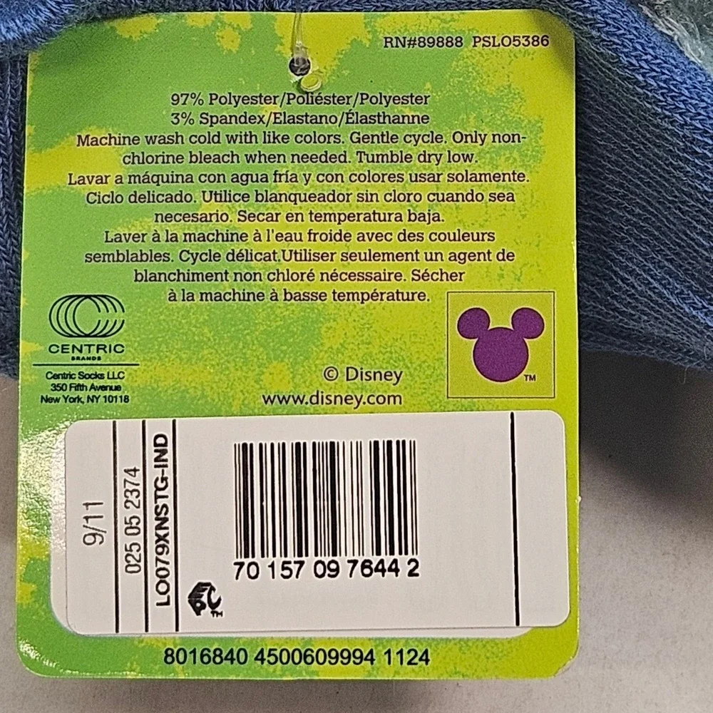 Disney Stitch Kids No Show Socks 6 Pair Pack Character Print Blue Shoe Size 4-10